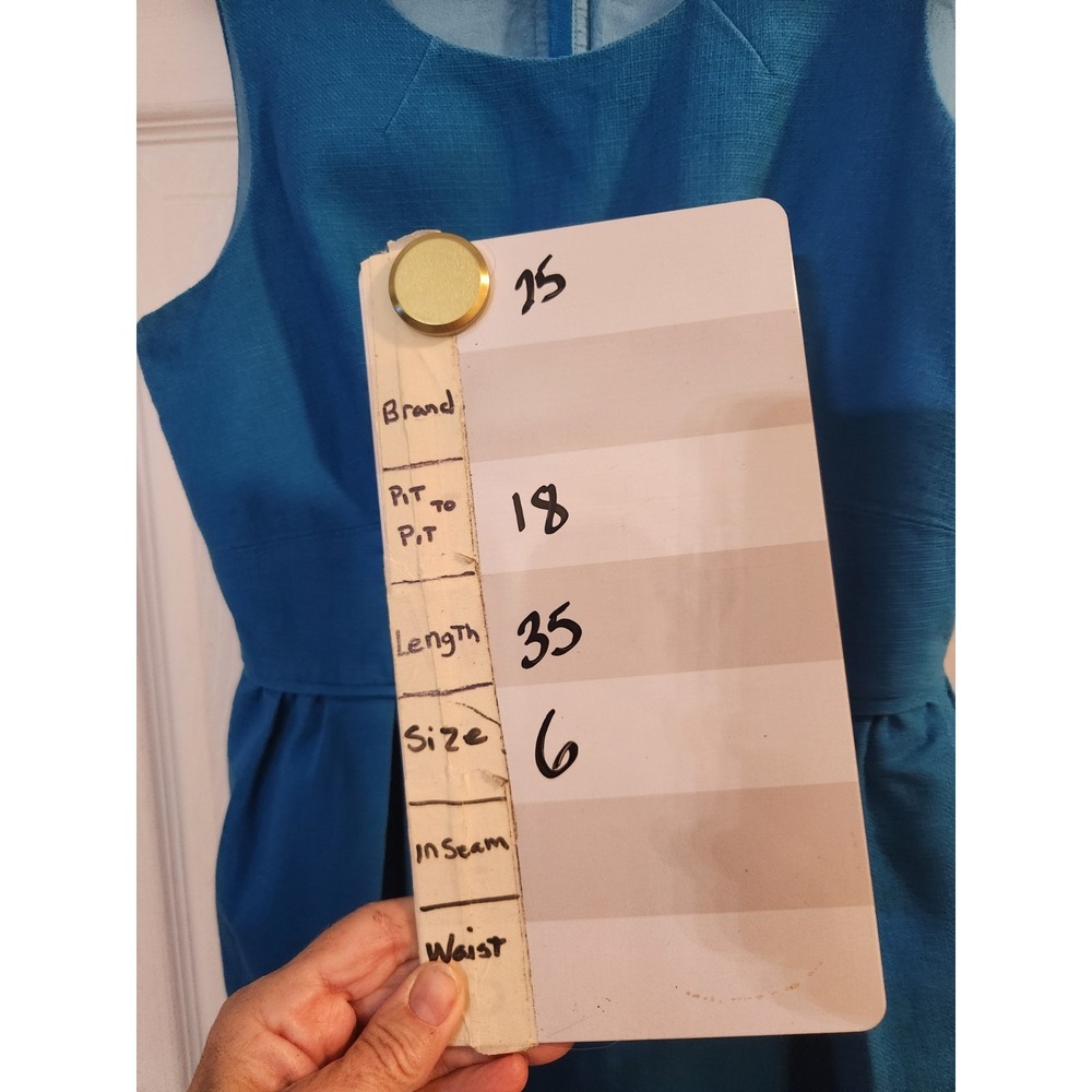 J Crew Blue Dress 6 Textured cotton linen. - Picture 7 of 7